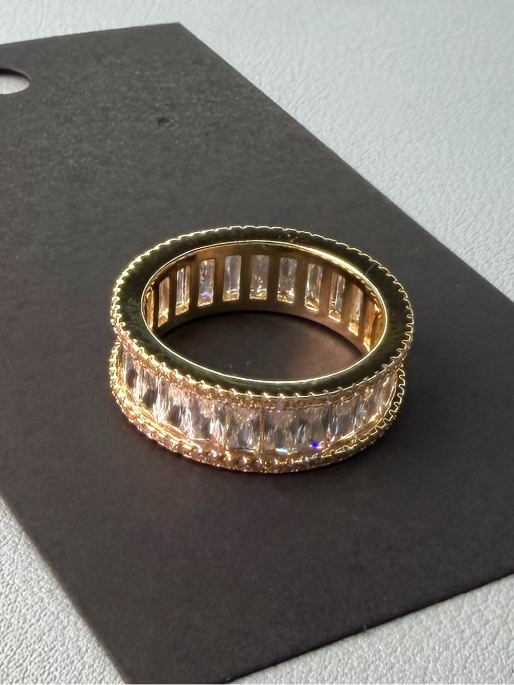 Gold Crystal Baguette Eternity Ring - Women's Jewelry